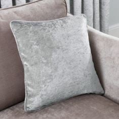 12 X SLEEPDOWN LUXURY CRUSHED VELVET FILLED CUSHION 45CM X 45CM SILVER.