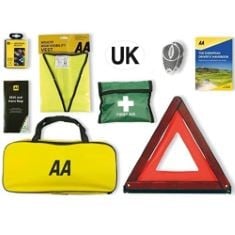 AA EURO TRAVEL KIT AA6318 - FOR DRIVING IN FRANCE/EUROPE - INCLUDES ZIPPED STORAGE BAG AND UK IDENTIFIER, MULTICOLOUR.