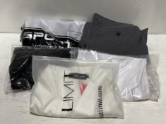 BOX OF MIXED CLOTHING TO INCLUDE MEN’S SPORTS TOP IN WHITE-SIZE XL.