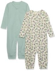 BOX OF ASSORTED BABY CLOTHES TO INCLUDE UNISEX BABIES COVERALL PACK OF 2, BEIGE BUNNY/SAGE GREEN,