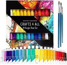 10 X CRAFTS 4 ALL ACRYLIC PAINT SET - 60 PAINTS FOR CANVAS, WOOD, CERAMIC & FABRIC – NON-TOXIC, VIBRANT PIGMENTS FOR BEGINNERS, STUDENTS AND PROFESSIONAL ARTISTS - ART SUPPLIES.