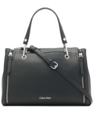 1 X CALVIN KLEIN REYNA NOVELTY SATCHEL, BLACK/SILVER, ONE SIZE.