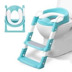 3 X KIDOOLA ADJUSTABLE POTTY LADDER SEAT FOR TOILET TRAINING WITH STEPS, HANDLE & SOFT CUSHION DESIGN NON SLIP & SPACE EFFICIENT TODDLERS & CHILDREN, FOLDABLE & EASY ASSEMBLY SPLASH GUARD INCLUDED, T