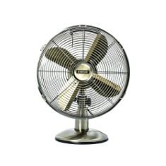 2 X ASSORTED FANS TO INCLUDE STATUS DESK FAN | 12 INCH OSCILLATING PORTABLE FAN | 3 SPEED ADJUSTABLE ANGLE FAN | ANTIQUE BRASS | S12ADESKFAN1PKB.