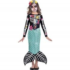 BOX OF ASSORTED KIDS FANCY DRESS TO INCLUDE CHILD GIRLS DAY OF THE DEAD MERMAID COSTUME (4-6YR), AMSCAN 9919042 CHILD GIRLS PEPPA PIG PARTY DRESS FANCY DRESS COSTUME (AGE 3-4 YEARS).