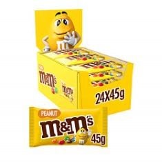 BOX OF ASSORTED FOOD ITEMS TO INCLUDE M&M'S PEANUT BULK BOX, MILK CHOCOLATE GIFTS & MOVIE NIGHT SNACKS, 24 PACKS OF 45 G, RHYTHM 108 SWEET 'N' SALTY ALMOND SWISS CHOCOLATE BAR 33 G - PACK DE 15.