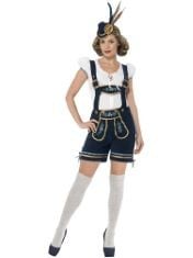 BOX OF ASSORTED ADULT FANCY DRESS COSTUMES TO INCLUDE SMIFFYS DELUXE TRADITIONAL BAVARIAN COSTUME, BLUE WITH LEDERHOSEN & TOP, OKTOBERFEST FANCY DRESS, ADULT DRESS UP COSTUMES, AMSCAN 9919458 - UNISE