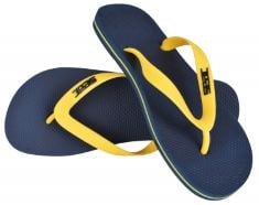 BOX OF ASSORTED ADULT SHOES TO INCLUDE SEAC OHAU, RUBBER FLIP FLOPS FOR SEA, POOL, BEACH AND BOAT, BLUE YELLOW, 5/6 UK.