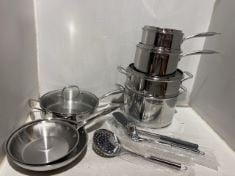 1 X HOMICHEF NICKEL FREE STAINLESS STEEL ECOLOGICAL COOKWARE 10PIECE SET.