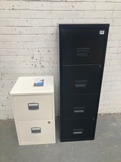 4 DRAWER METAL FILING CABINET IN BLACK TO INCLUDE 2 DRAWER METAL FILING CABINET IN WHITE (ZONE 2)