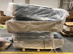 PALLET OF ASSORTED BED BASES / PARTS TO INCLUDE SINGLE BED BASE IN GREY FABRIC (ZONE 2)