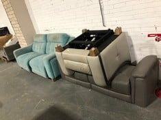 3 X ASSORTED ITEMS TO INCLUDE LAZY BOY CYAN BLUE FABRIC OSLO 3 SEATER SOFA RRP - £1745 AND LAZY BOY CREAM LEATHER OSLO ARMCHAIR (PARTS) RRP -£956 (ZONE 4) (KERBSIDE PALLET DELIVERY) (KERBSIDE