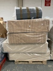 PALLET OF ASSORTED BED BASES / PARTS TO INCLUDE SMALL DOUBLE BED BASE IN DARK GREY (ZONE 4)