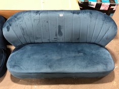 SHELL BACK 2 SEATER ACCENT SOFA IN BLUE VELVET (ZONE 1)