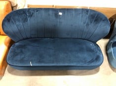 SHELL BACK 2 SEATER ACCENT SOFA IN ROYAL BLUE VELVET (ZONE 1)