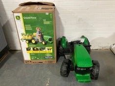 PEG PEREGO JOHN DEERE GROUND FORCE RIDE ON TRACTOR (MISSING TRAILER) (ZONE 1)