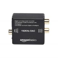 21 X BASICS 192KHZ DIGITAL OPTICAL COAX TO ANALOG RCA AUDIO CONVERTER, ABS, 2 X 1.61 X 1.02 INCHES.