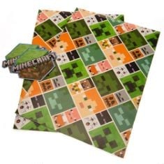 120 X OFFICIAL MINECRAFT GIFT WRAP 2 SHEETS 2 TAGS, GIFT WRAP FOR PRESENTS, CLIMATE PLEDGE FRIENDLY GIFT WRAP, MINECRAFT RECYCLABLE GIFT WRAP, OFFICIALLY LICENSED GIFT WRAP.