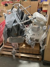 PALLET OF ASSORTED ITEMS TO INCLUDE WHITE TOILET SEAT, 2 X CRUTCHES IN SILVER/GREY (KERBSIDE PALLET DELIVERY)