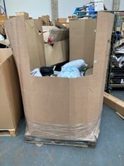 PALLET OF ASSORTED ITEMS TO INCLUDE WHITE PILLOW, SEAL TEDDY (KERBSIDE PALLET DELIVERY)