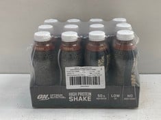 CAGE OF ASSORTED DRINKS TO INCLUDE OPTIMUM NUTRITION CHOCOLATE FLAVOUR PROTEIN SHAKE 12 X 500ML - BBE: 09/2024 (COLLECTION ONLY)