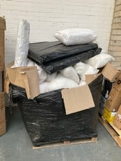 PALLET OF ASSORTED ITEMS TO INCLUDE 60 X 120CM FOAM COT MATTRESS (KERBSIDE PALLET DELIVERY)