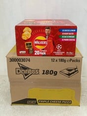 36 X BOXES OF ASSORTED CRISPS TO INCLUDE DORITOS TRIPLE CHEESE PIZZA FLAVOURED CORN CHIPS - BBE 9.11.24 (KERBSIDE PALLET DELIVERY)