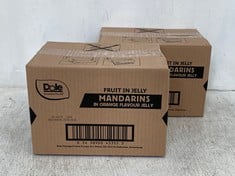 APPROX 35 X BOXES OF OF DOLE FRUIT IN JELLY MANDARINS IN ORANGE FLAVOUR JELLY - BBE 29.9.24 (KERBSIDE PALLET DELIVERY)