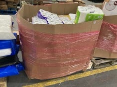 PALLET OF ASSORTED TOILET/TISSUES TO INCLUDE VELVET CLASSIC QUILTED 24 ROLL PACK OF TOILET ROLL (KERBSIDE PALLET DELIVERY)