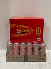 4 X PACK OF 24 X FLAWSOME APPLE AND RHUBARB 250ML BBE: 15/05/25 TO INCLUDE 2 X 12 PACK OF ORIGINAL LUCOZADE ENERGY DRINKS 330ML BBE: MAY 2025 (CAGE NOT INCLUDED) (COLLECTION ONLY)