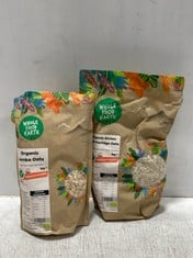 CAGE OF APPROXIMATELY 23 X ASSORTED WHOLE FOOD EARTH PRODUCTS TO INCLUDE ORGANIC JUMBO OATS 1KG BBE: 22/11/24 (CAGE NOT INCLUDED) (KERBSIDE PALLET DELIVERY)