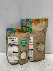 CAGE OF APPROXIMATELY 23 X ASSORTED WHOLE FOOD EARTH PRODUCTS TO INCLUDE ORGANIC JUMBO OATS 1KG BBE: 22/11/24 (CAGE NOT INCLUDED) (KERBSIDE PALLET DELIVERY)