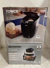 TOWER FAST BAKE 2LB DIGITAL BREAD MAKER TO INCLUDE DAEWOO HEALTHY HALOGEN 17L AIR FRYER