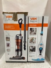 VAX AIR STRETCH HIGH PERFORMANCE LIGHTWEIGHT UPRIGHT VACUUM U85-AS-BE TO INCLUDE VAX STEAMCLEAN MULTI S85-CM