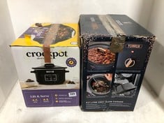 CROCKPOT LIFT AND SERVE 4.7L OVAL SLOW COOKER TO INCLUDE TOWER ROSE GOLD EDITION 6.5 LITRE GREY SLOW COOKER