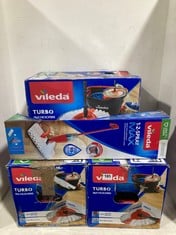 4 X ASSORTED VILEDA CLEANING ITEMS TO INCLUDE TURBO 2-IN-1 MICROFIBRE SET