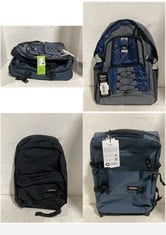 3 X ASSORTED BAGS/TRAVEL TO INCLUDE EASTPAK 2-WHEELER TROLLEY BLUE CABIN SIZE