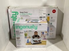 INGENUITY MIST BABY BASE 2-IN-1 6M-3Y TO INCLUDE INGENUITY KEEP COZY 3-IN-1 GROW WITH ME BOUNCE AND ROCK SEAT