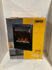 ZANUSSI ELECTRIC INSET FIRE BLACK CAST IRON EFFECT 2KW RRP- £124.99 (CRACKED SCREEN)