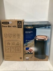 TOWER ROSE GOLD EDITION 58 LITRE SQUARE SENSOR BIN TO INCLUDE CURVER DECO BIN - 40L