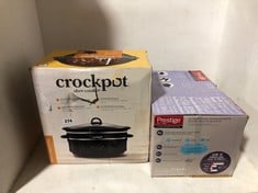 CROCKPOT MANUAL SLOW COOKER 6.5L OVAL TO INCLUDE PRESTIGE 6 LITRE SMART PLUS STAINLESS STEEL PRESSURE COOKER WITH STEAMER