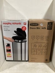 MORPHY RICHARDS CHROMA 50 LITRE SENSOR BIN TO INCLUDE CURVER DECO BIN - 40L