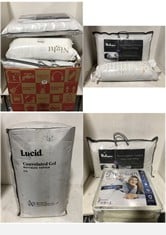 BOX OF ASSORTED BEDDING TO INCLUDE RELYON NATURAL SUPPORT SUPERIOR COMFORT DEEP LATEX PILLOW