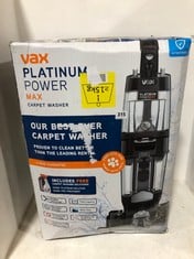 VAX PLATINUM POWER MAX CARPET WASHER - MODEL NO- ECB1SPV1 RRP- £269.99