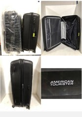 AMERICAN TOURISTER TRAVEL CASE BLACK HARDSHELL LARGE SPINNER TO INCLUDE BASICS TRAVEL CASE BLACK HARDSHELL LARGE SPINNER