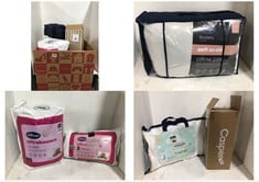 BOX OF ASSORTED BEDDING TO INCLUDE SILENTNIGHT ULTRA BOUNCE SINGLE DUVET 10.5TOG