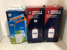 3 X ASSORTED SPRAYERS TO INCLUDE SPEAR & JACKSON 5L PRESSURE SPRAYER