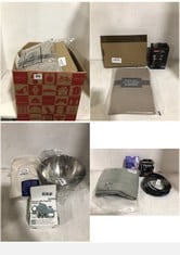 BOX OF ASSORTED HOUSEHOLD ITEMS TO INCLUDE BODRUM KENYA FRENCH PRESS 3 CUP COFFEE MAKER