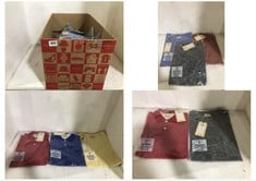 BOX OF APPROX 20 X ASSORTED ADULT SELECTED CLOTHING TO INCLUDE U-NECK T-SHIRT DAZZLING BLUE SIZE M