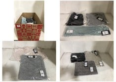 BOX OF APPROX 20 X ASSORTED ADULT NEW LOOK CLOTHING TO INCLUDE PLEATED CHIFFON CAMI TOP LIGHT SAGE SIZE 10